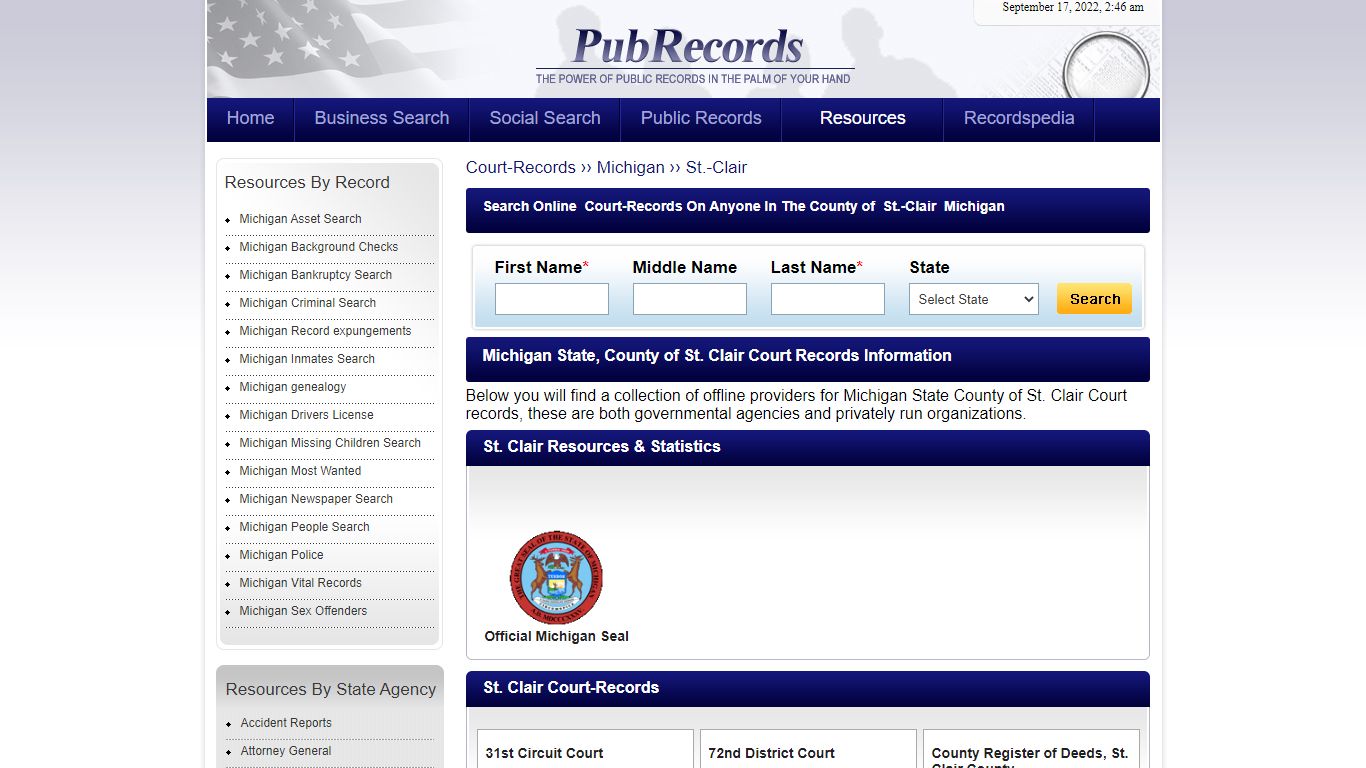 St. Clair County, Michigan Court Records
